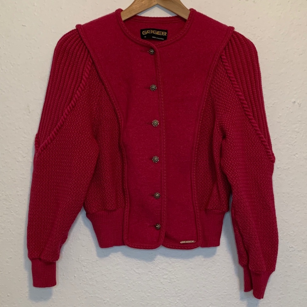 Geiger berry hot pink pure wool sweater